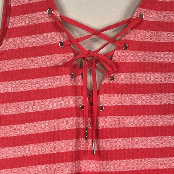 ESSUE Striped Front Lace Up Bodysuit Small - Picture 3 of 8